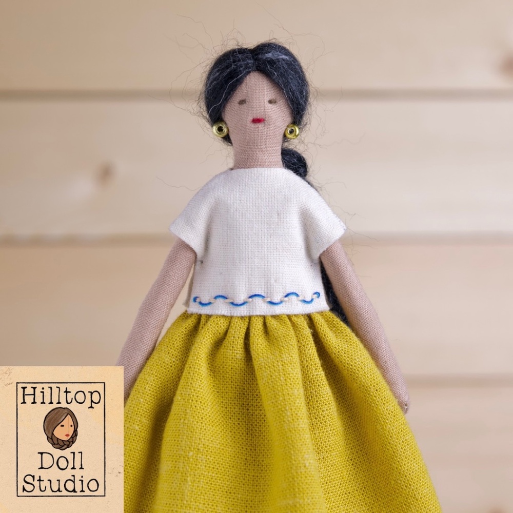 Mini Fabric Doll "Amy" Handcrafted Textile Cloth Heirloom Primitive Doll